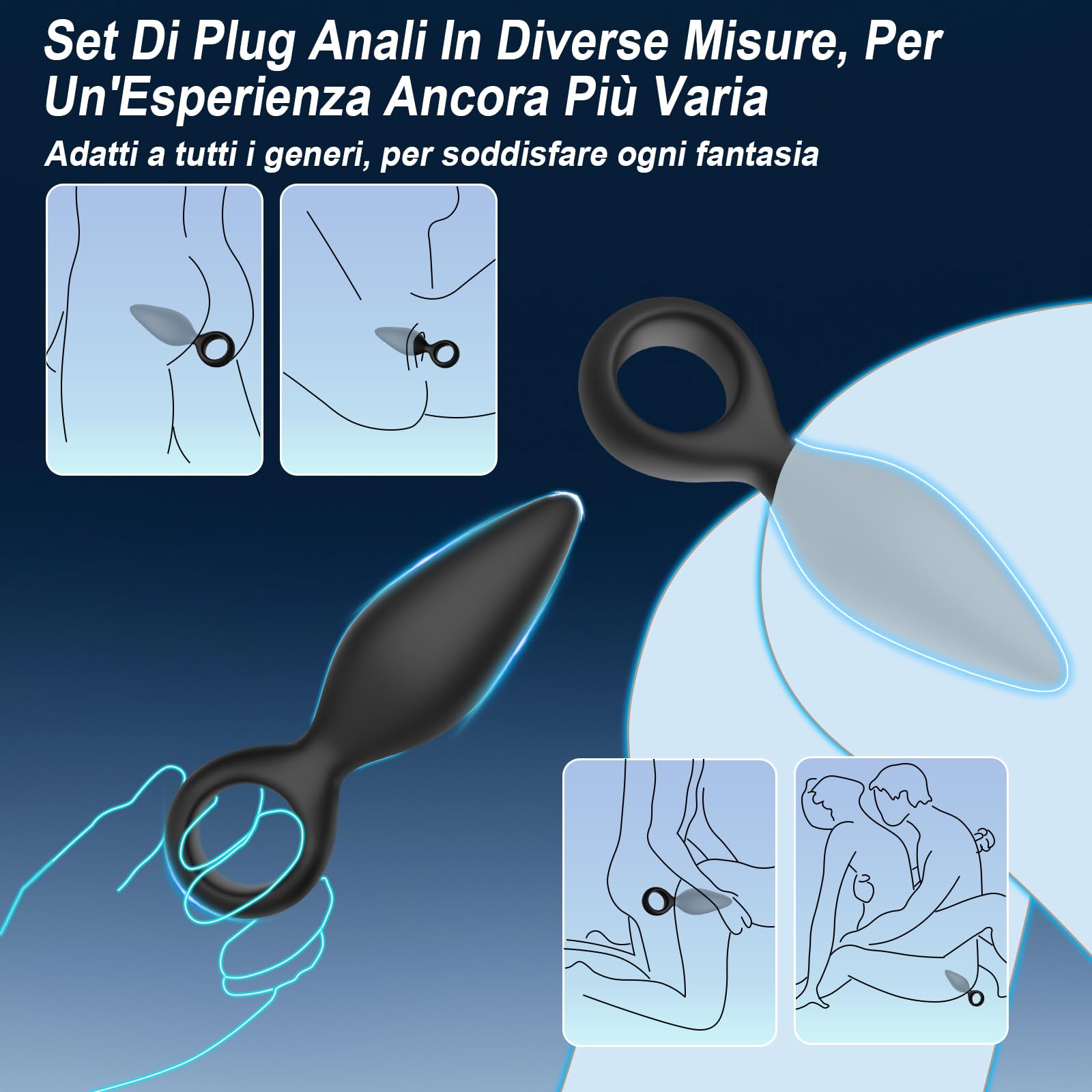 Plug Anale-Dilatatore Donna Uomo Sex Toys 3Pcs Dildo Anale Sexytoysys Coppia Plug Analesex Toy Kit Silicone Butt Plug Anali Dilatatore Ano per Uomo Toys Sessuali per Donna Uomini