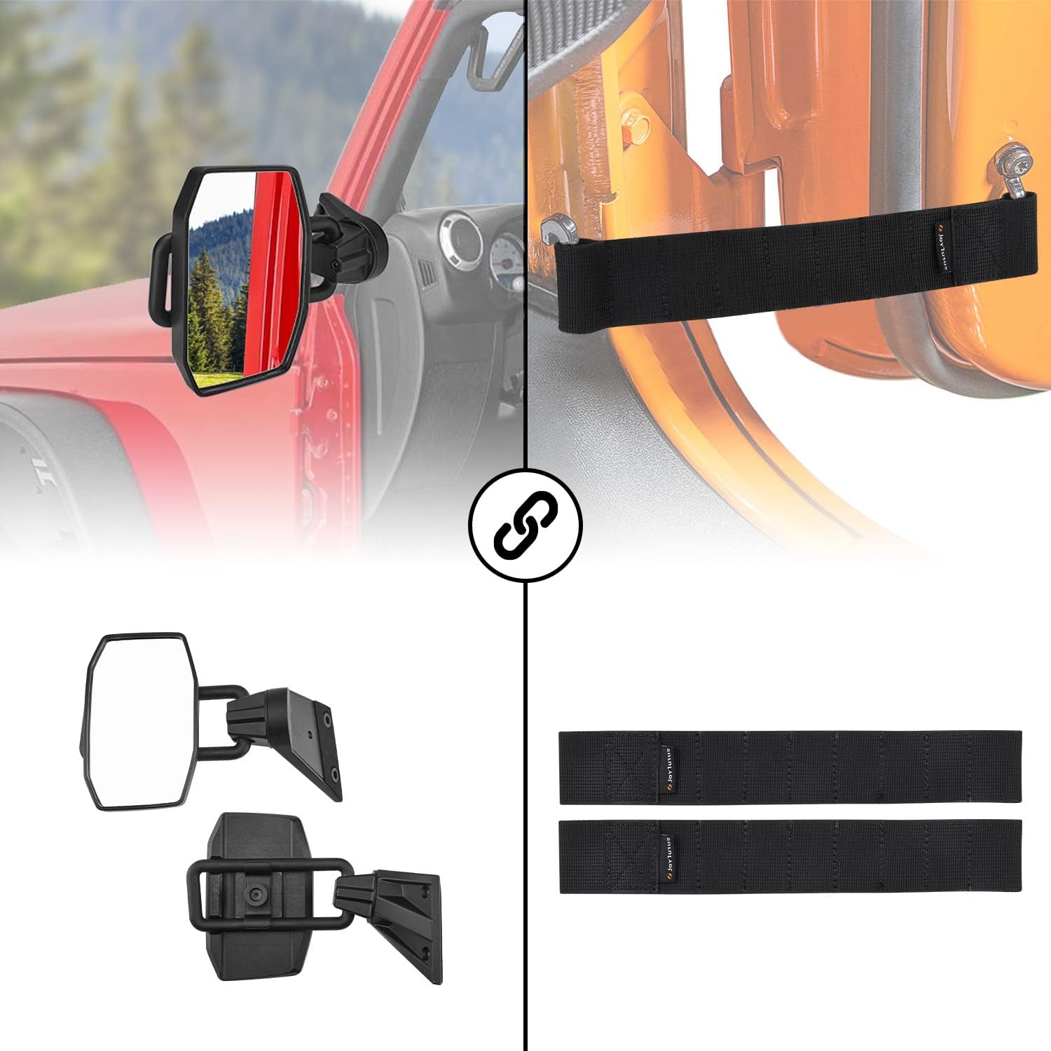 Mirrors Doors Off & Door Limiting Straps Compatible with