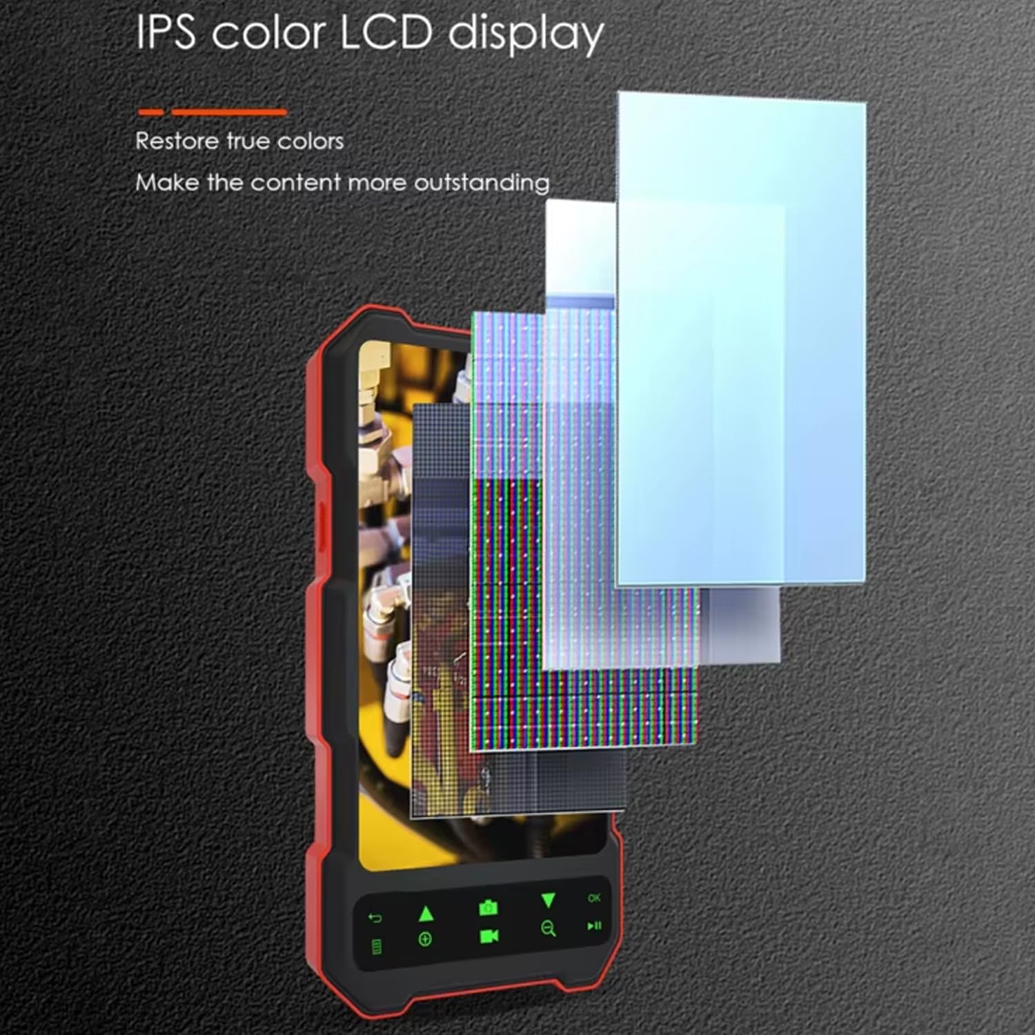 Caméra endoscopique industrielle avec écran couleur IPS 4,5 pouces, triple camera canalisation 7,9 mm, câble rigide divisé, étanchéité IP67, idéale pour l'entretien automobile et des canalisations(2M)