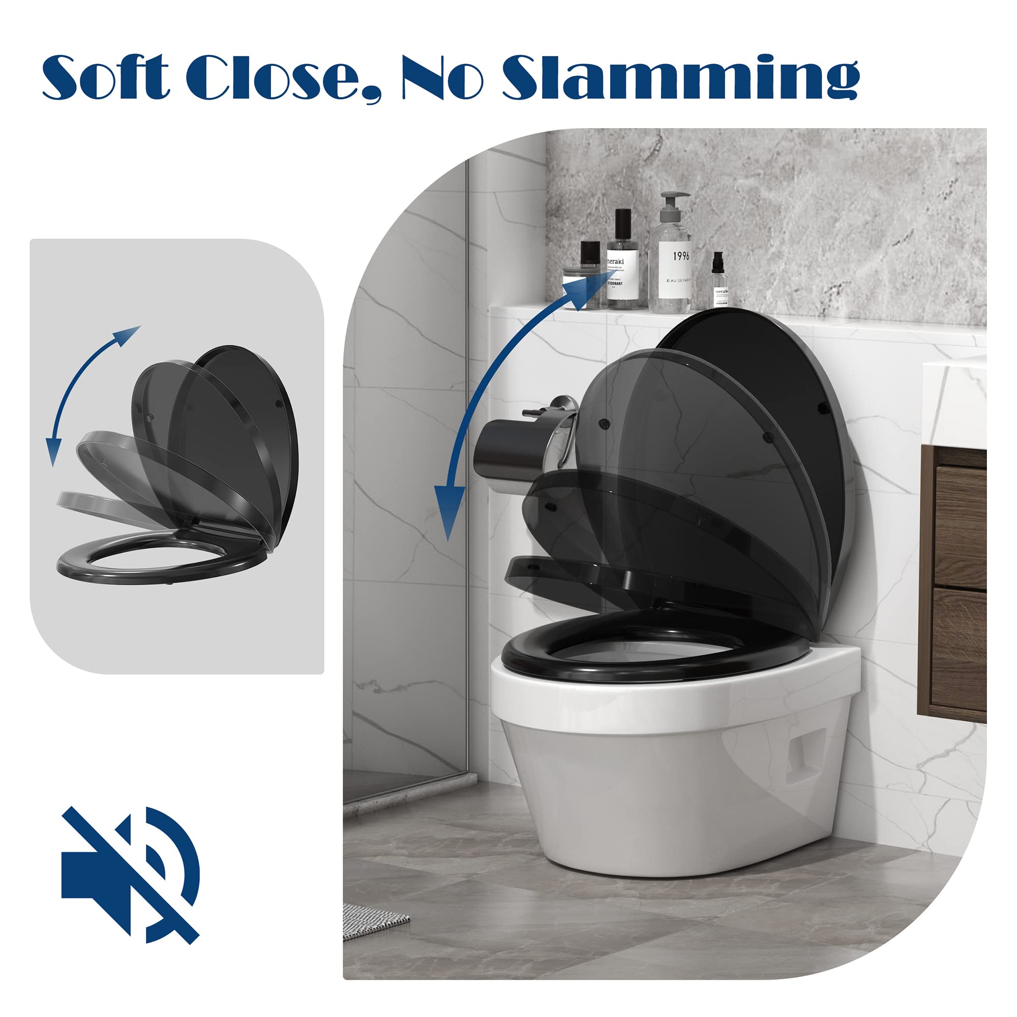 WHYFONE Softclose toiletbril wit ovaal, toiletbril softclose met snelsluiting voor eenvoudige reiniging, eenvoudige bevestiging aan de bovenkant toiletstoelen met verstelbare scharnieren, standaard WHYFONE Softclose toiletbril wit ovaal, toiletbril softclose met snelsluiting voor eenvoudige reiniging, eenvoudige bevestiging aan de bovenkant toiletstoelen met verstelbare scharnieren, standaard