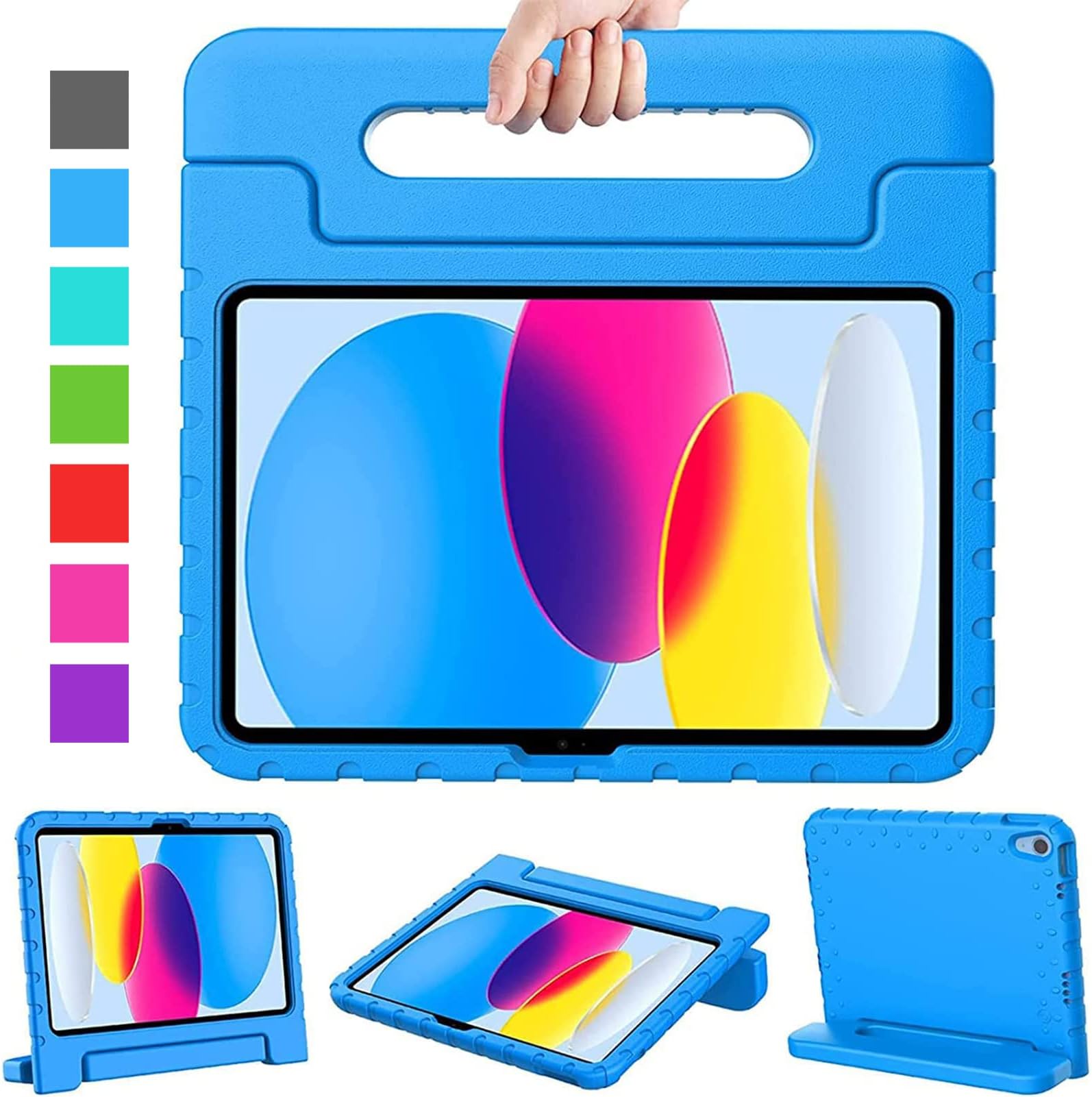 Surom Kids Case for New iPad 10.9 Inch 2022 (10th Generation), iPad 10.9 2022 Kids Case, Shockproof Lightweight Convertible Handle Stand Protective Kids Case for iPad 10th Generation 10.9" 2022, Blue