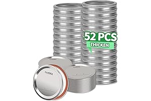52Pcs Regular Mouth Mason Jar Lids with Rings for Canning