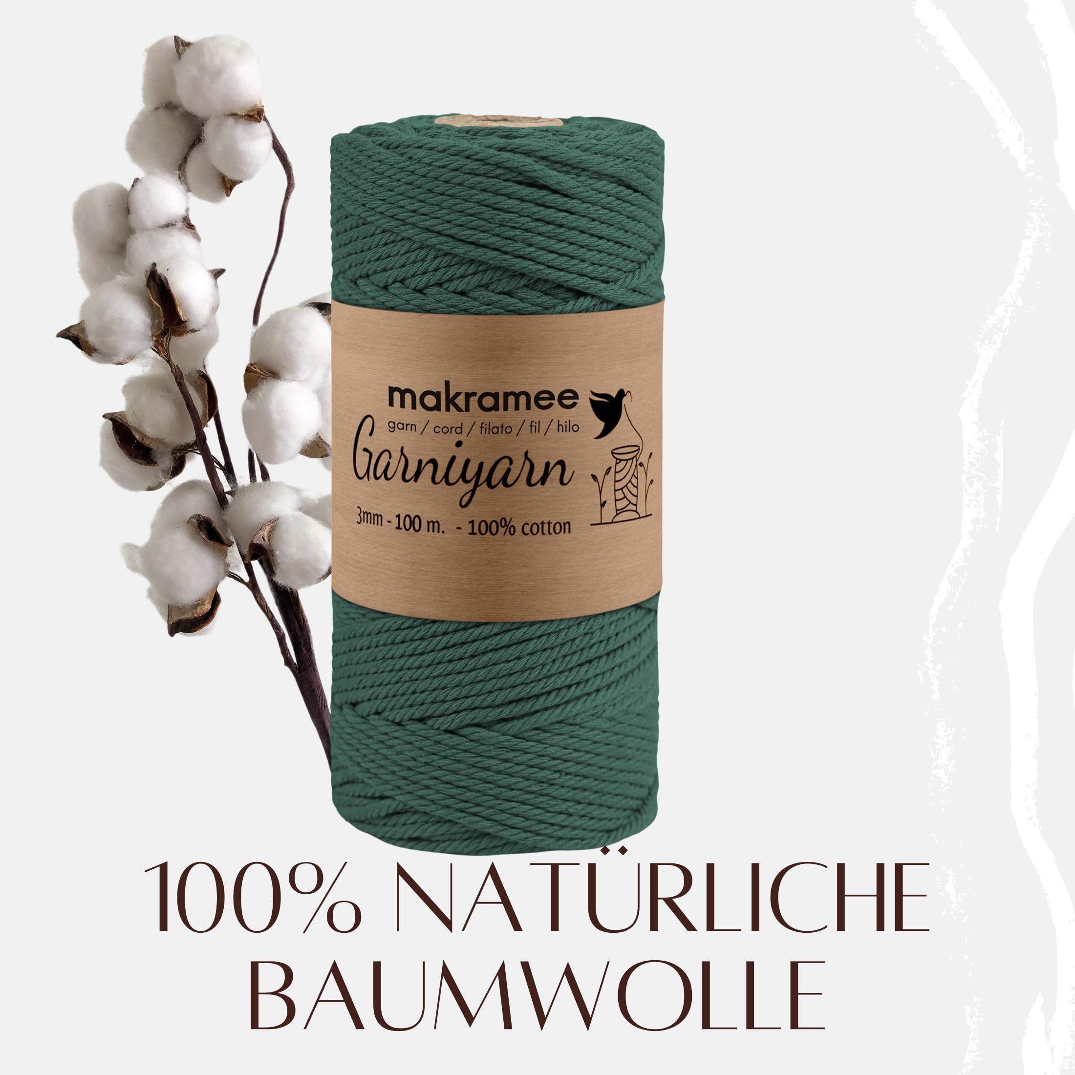 GARNIYARN Macrame Cord 3mm - Premium Cotton Rope for Christmas DIY Wall Hangings, Plant Holders & Rustic Decor - 100m - Christmas Tree - Image 2