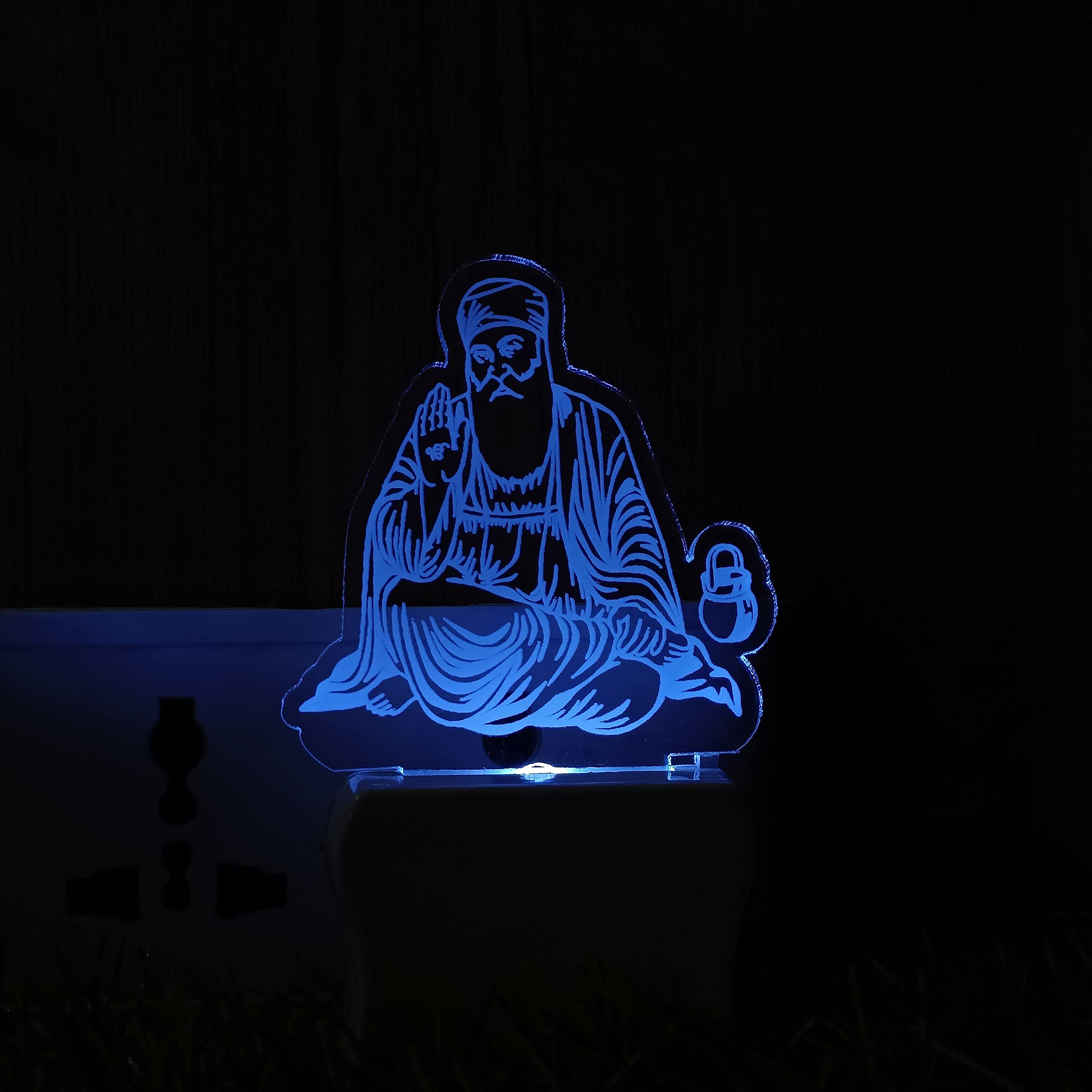 WEHATKE Mini 3D Illusion LED Night Lamp for Home Temple God Designs | Shri Nathji, Baba Shyam, Ganesh, Ram, Krishna & More - Spiritual Gift & Decor for Pooja Room (guru nanak ji) 1