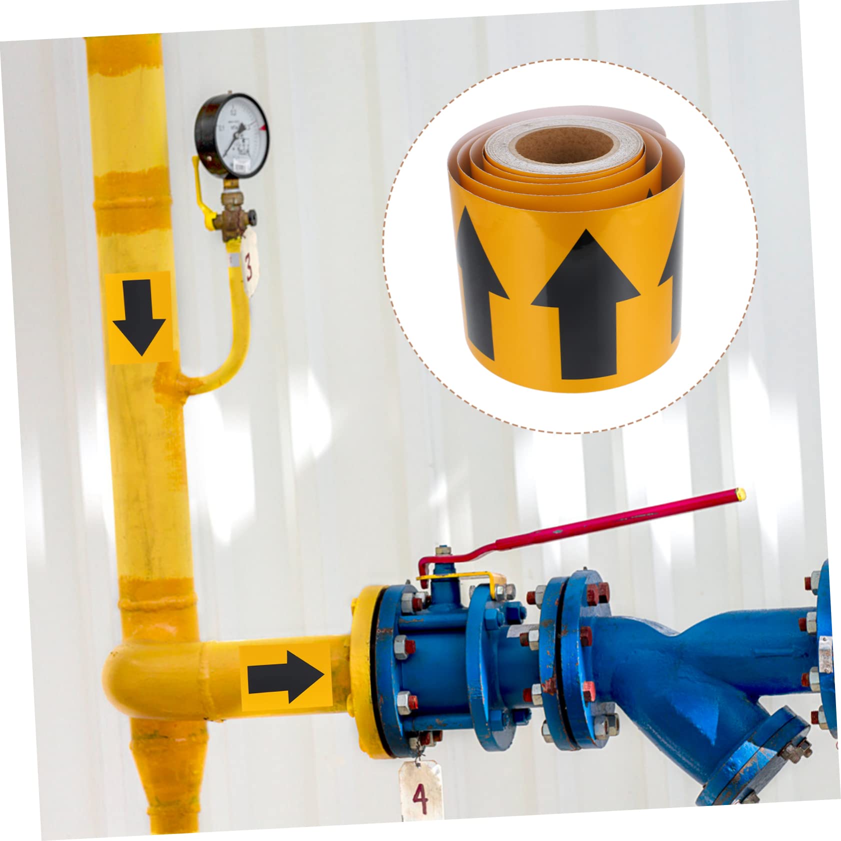 Alipis Calcomanía y Uso Conveniente de Señalización de Flecha Reflectante en Pvc Negro Impresión Clara para Seguridad Industrial y Señalización de Tuberías