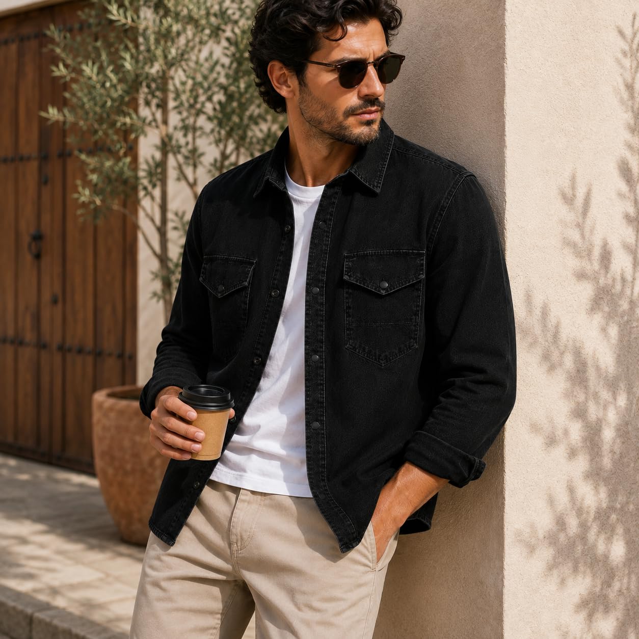 Redbridge - Camicia in denim di alta qualità, in cotone, casual