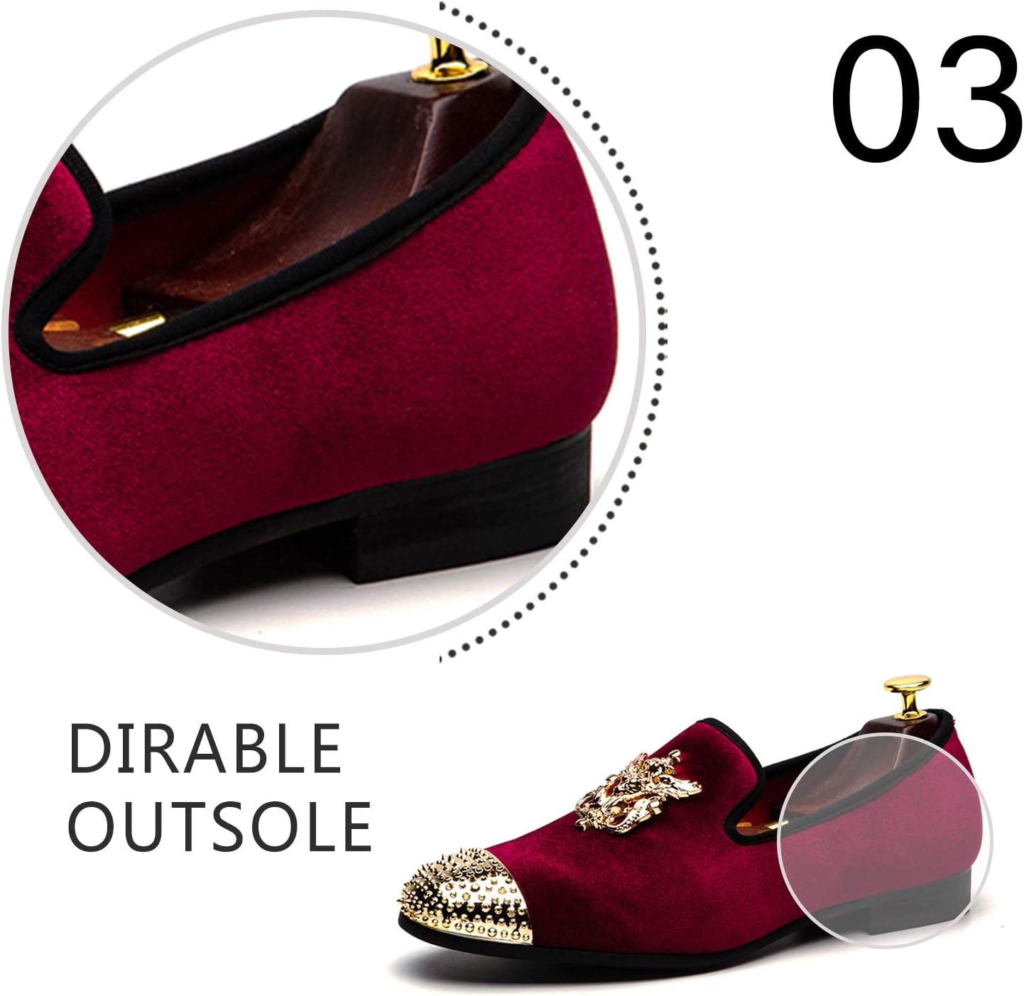 Men Genuine Leather Mens Metallic Textured Slip-on Glitter Loafers Shoes - Image 4