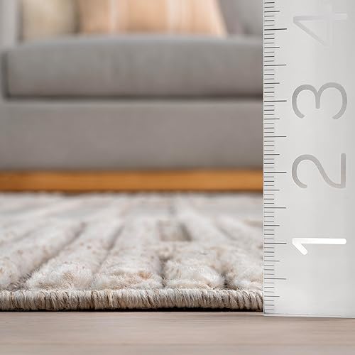 Miniatura 2 de nuLOOM Ismene - Alfombra moderna con flecos altos y bajos, 5 x 8 pies, color marfil