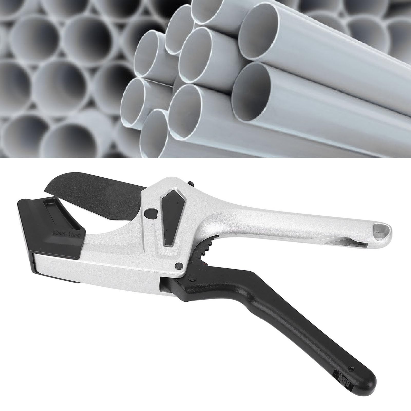 Ratschen-Rohrschneider mit SK5-Klinge aus legiertem Stahl zum Schneiden von 0–75 mm PVC-Rohren, selbstsichernde Ratsche für Klempner