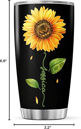 Vista 26 de CUBICER Vaso personalizado con aislamiento de lirio con tapa, nombre personalizado, regalos de Navidad para mujeres, amantes de las flores, vasos