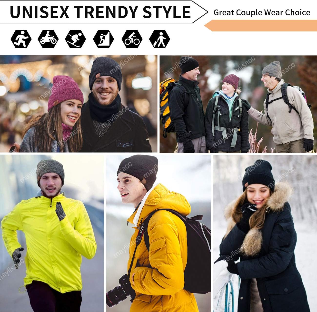 MAYLISACC 3 Pcs Knit Beanie Hat Scarf and Glove Set for Men and Women, Winter Caps Neck Warmer with Touchscreen Gloves - Image 2