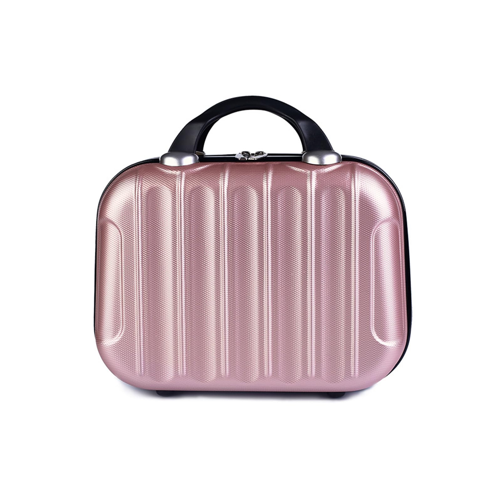 Balakaka ABS Neceser de Viaje Rigido Mujer con Asa y Cintas Elásticas de Sujeción, Caja de Maquillaje de 14 Pulgadas de Mano Impermeable Antideslizante Estuche Maquillaje Mujer, Oro Rosa