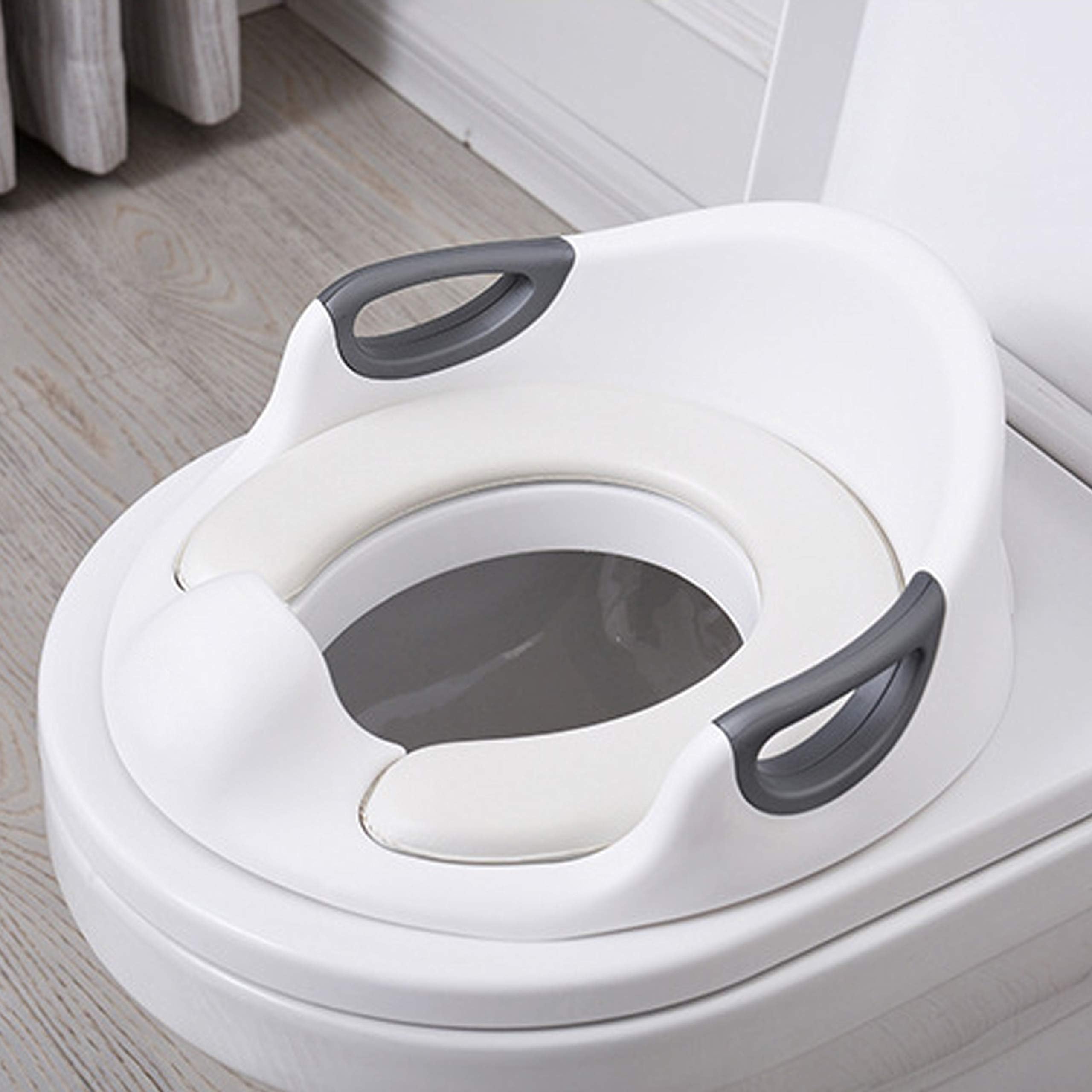 Toilet Training Seat Potty Training Seats Baby Toilet Trainer Seat boy Training Toilet Potty Chair Potty Seat Fits Round and Oval Toilets for Kids Toddlers Boys and Girls(White)