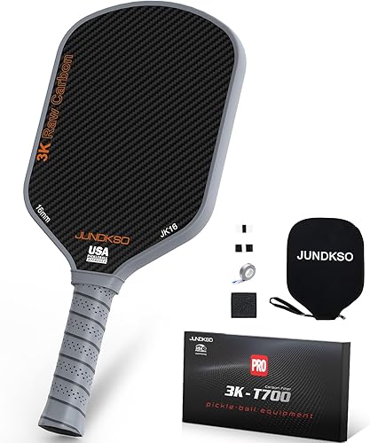 Paletas profesionales de pickleball - T700 Raqueta de pepinillo de fibra de carbono - Superficie esmerilada de carbono crudo 3K para mejorar el giro