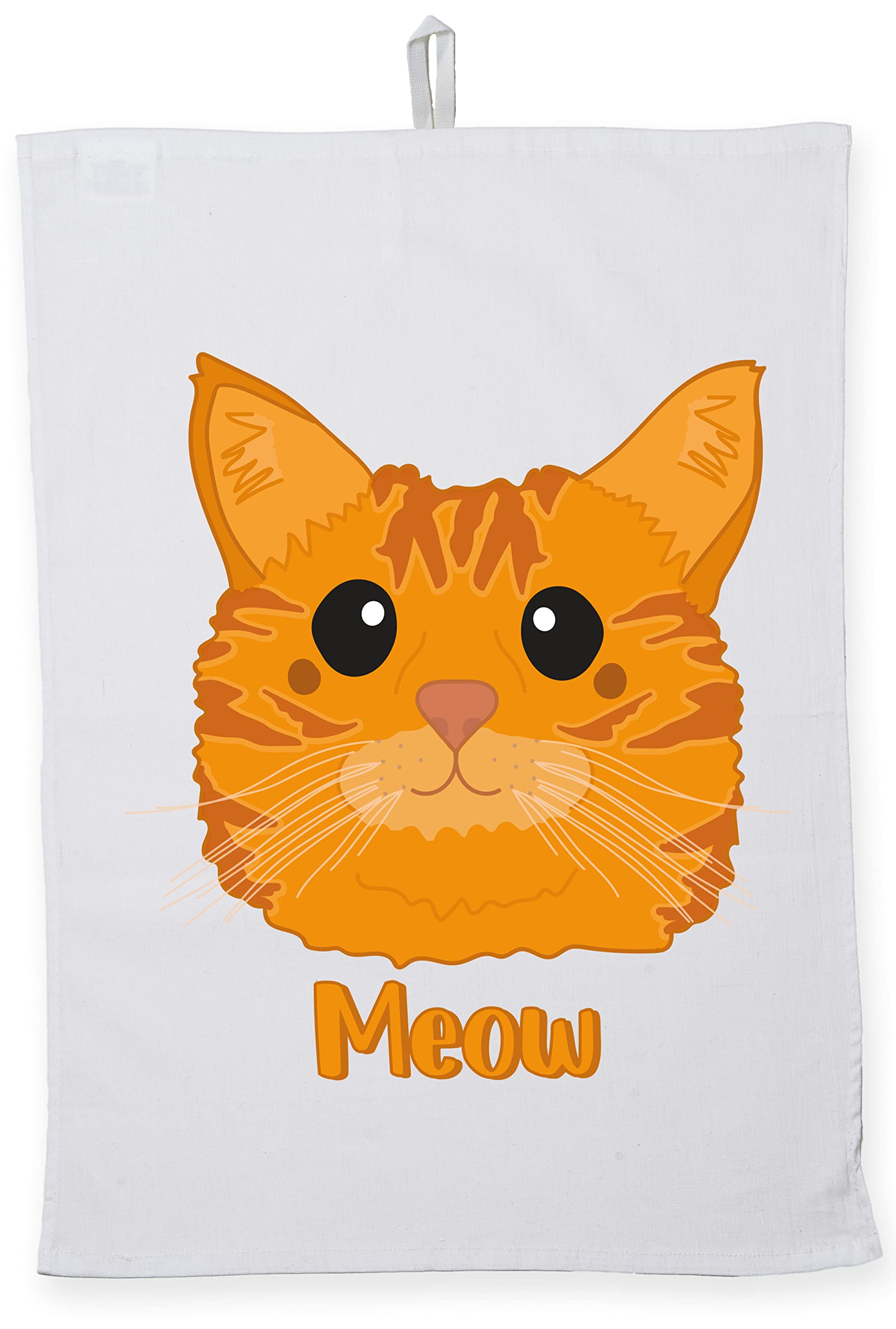 Hippowarehouse Ginger tabby cat - meow Tea Towel Eco Printed Dish Cloth Kitchen accessory 50cmx70cm 100% Cotton