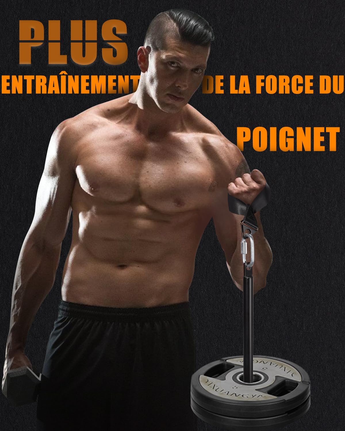 BOOSTEADY Kit de Sangle d'Entraînement à Rouleaux pour Avant-Bras, Entraîneur à Rouleau de Poignet pour Avant-Bras et Biceps, Poignet Rouleau Formateur Forearm pour Salle de Sport Maison Extérieur