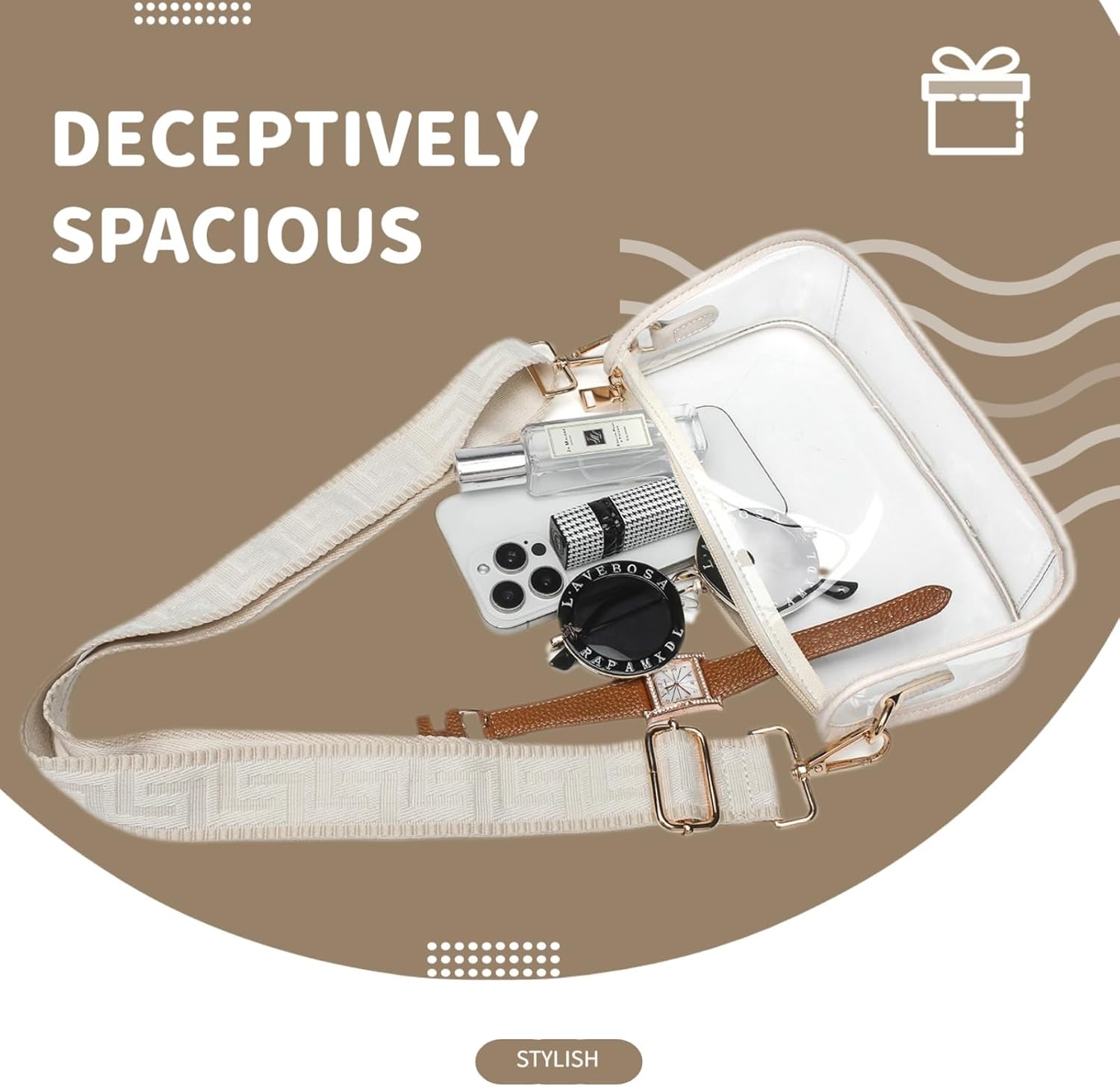 Clear Crossbody Bag for Stadium Events Approved, Small Purse HandBags Cute Shoulder Bag for Sports Concerts