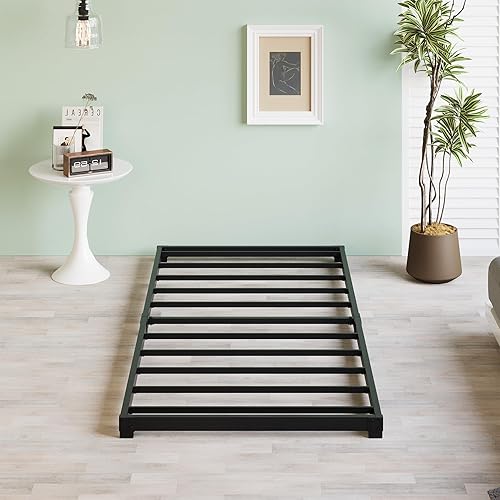 Miniatura 14 de Armazón de Cama Tamaño Completo Bajo de 5 Pulgadas, Plataforma de Metal Resistente, No Necesita Somier, Base de Colchón de Fácil Montaje, Sin Ruido,