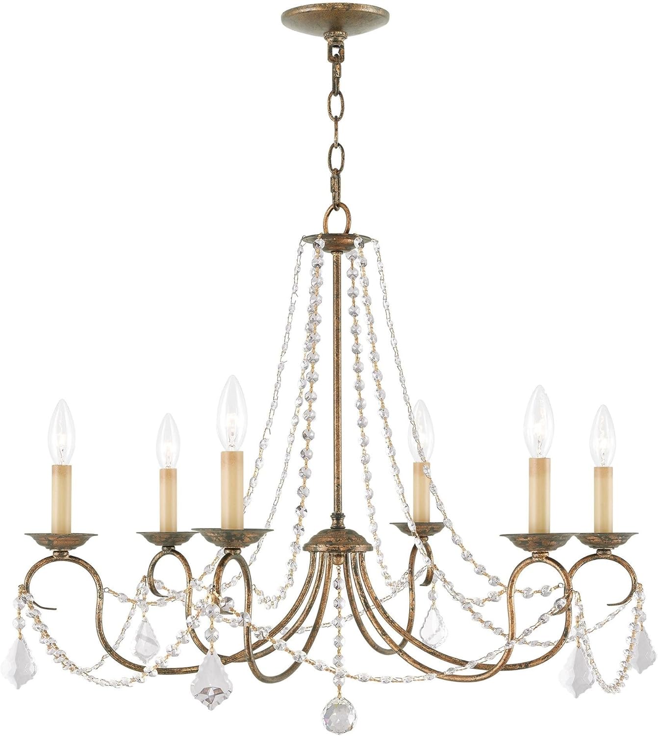 Livex Lighting 6516-71 Pennington 6 Light Chandelier, Hand Applied Venetian Golden Bronze