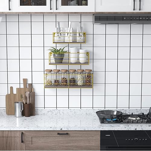 Vista 15 de CRUGLA Juego de 3 estantes flotantes montados en la pared, estantes colgantes de pared para baño, sala de estar, dormitorio, cocina y hogar