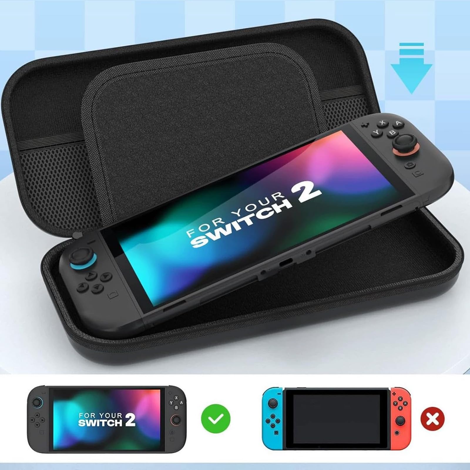 ZhuoFan Estuche para Nintendo Switch 2 (2025), Estuche Rígido con Espacio de Almacenamiento para Consola y Accesorios, Gran Estuches Capacidad Compatible con Nintendo Switch 2 (Negro)