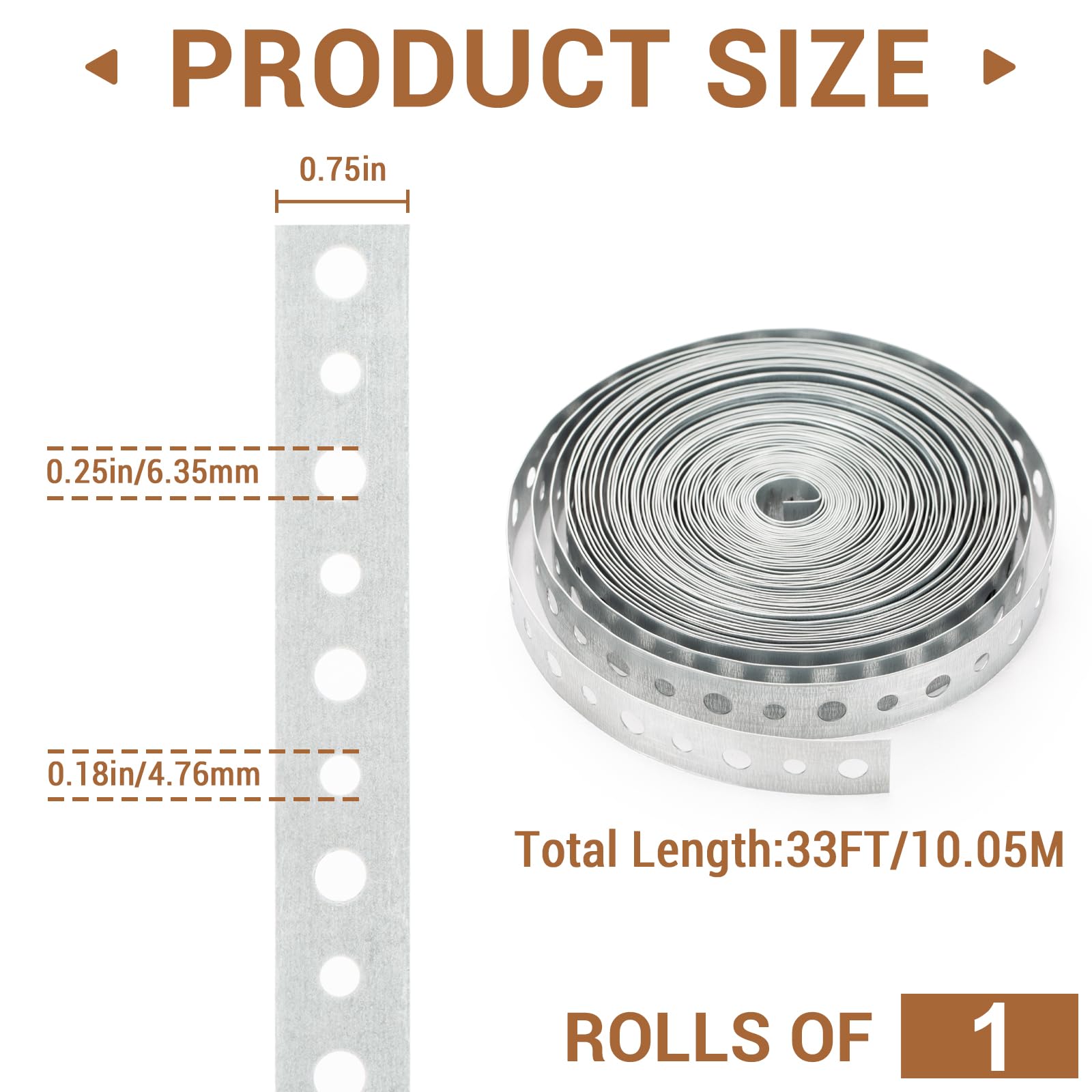 Galvanized Metal Pipe Straps, 3/4 Inch, 24 Gauge, 10ft/roll Hanger - View #11