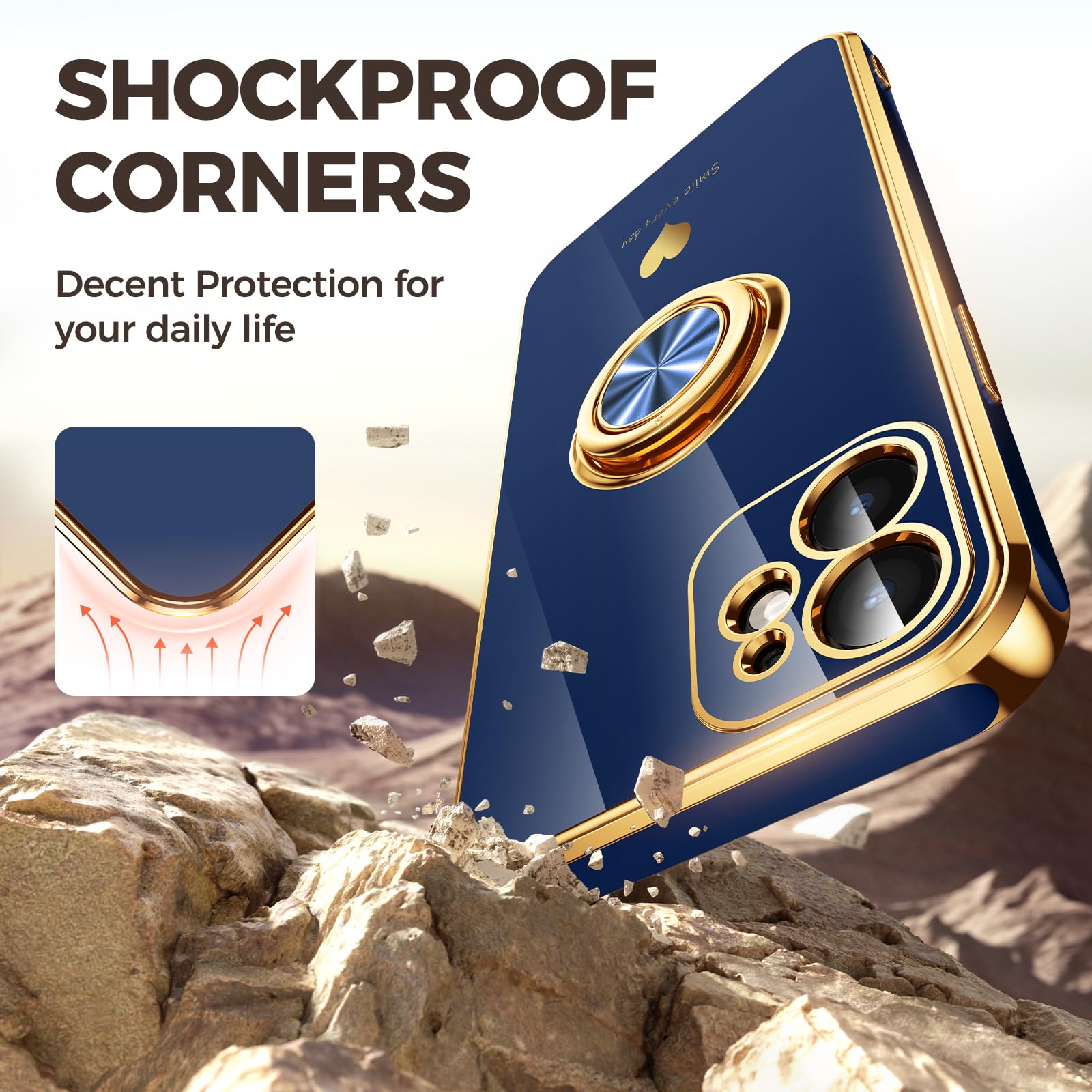 Nonional Coque Pour Samsung Galaxy A16 5G Avec 2 Films Protecteurs D'écran, Anneau Rotatif à