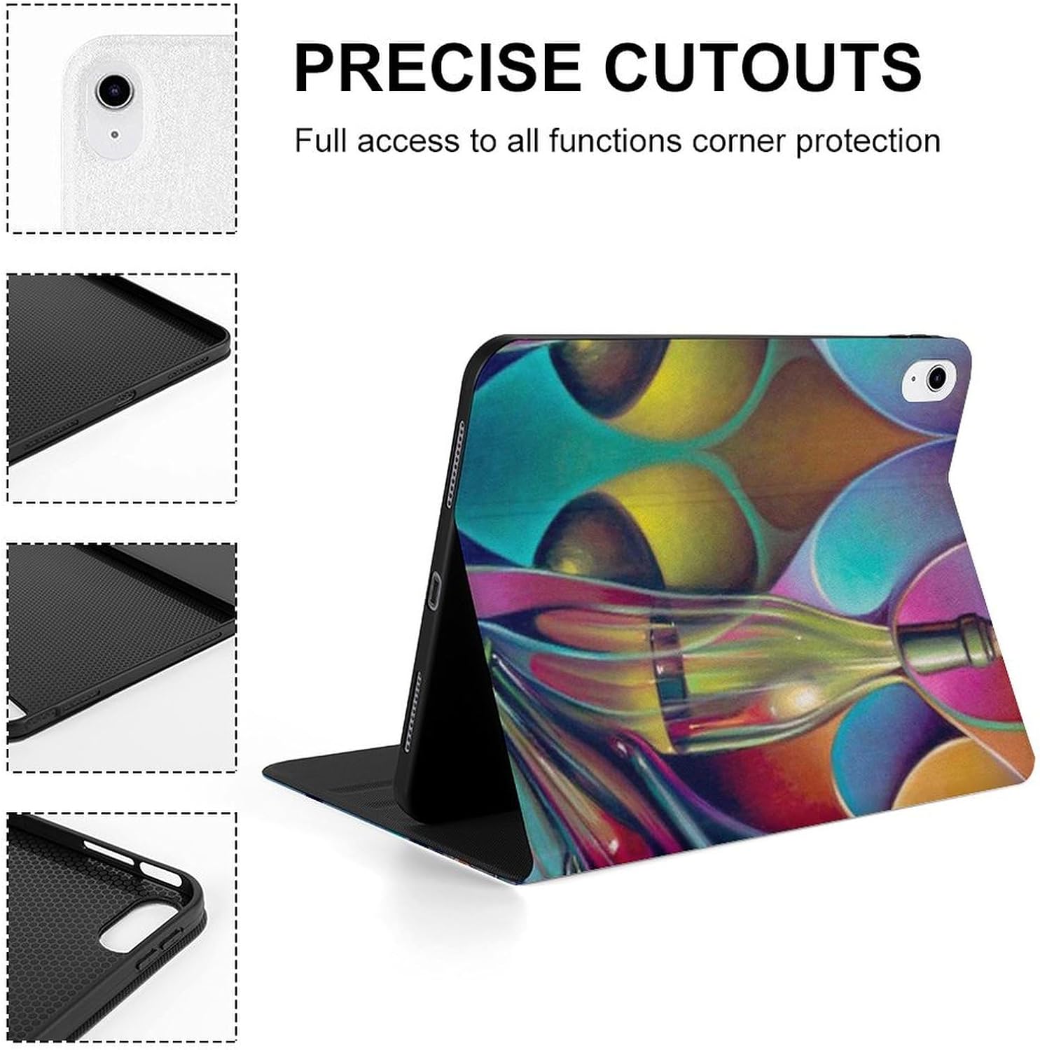 Wine Glasses Case Compatible with iPad 10th 9th 8th 7th Generation Shockproof Protector Holder Cover Stand