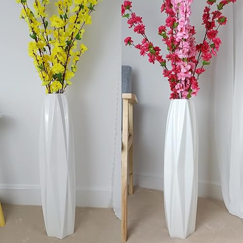 Miniatura 5 de Jarrón grande de cerámica de 24 pulgadas de alto, jarrones blancos altos y modernos para oficina, hogar, granja, decoración de sala de estar, diseño