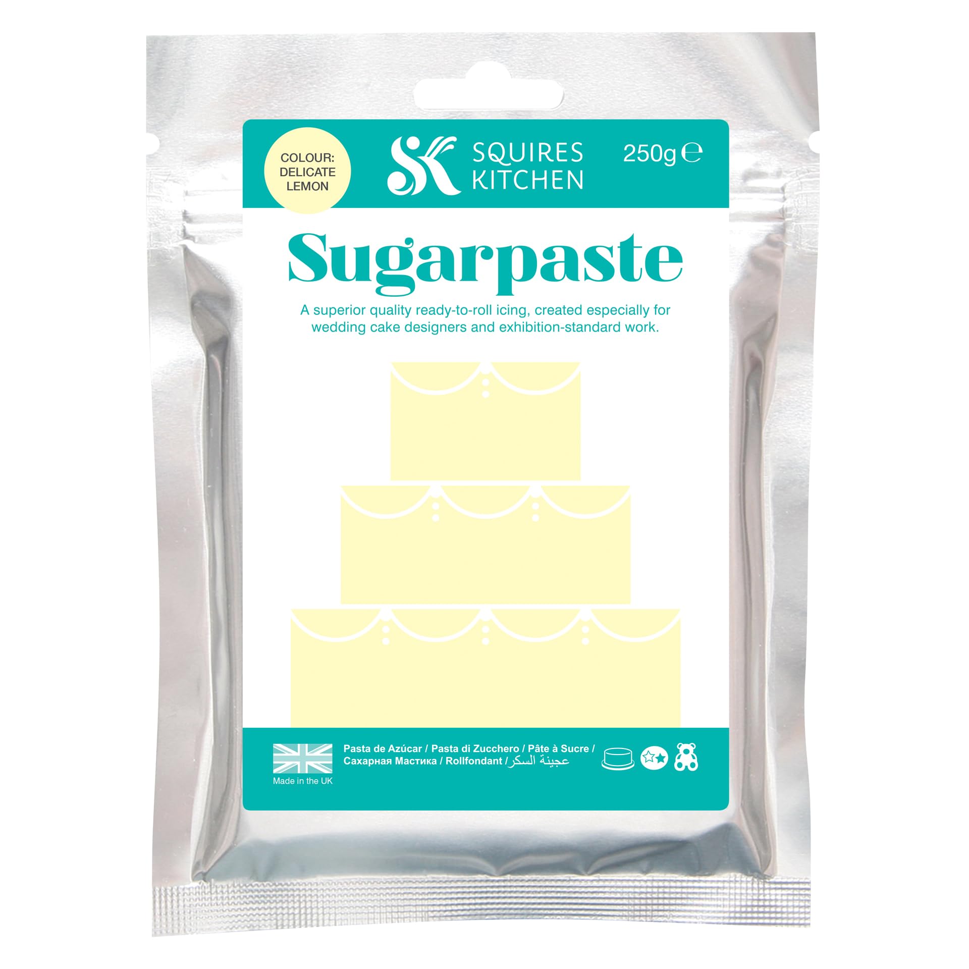 Squires Kitchen Delicate Lemon Ready To Roll Sugarpaste Icing for Decorating Cakes, Cupcakes and Cookies, Premium Quality Rolled Fondant - 250g