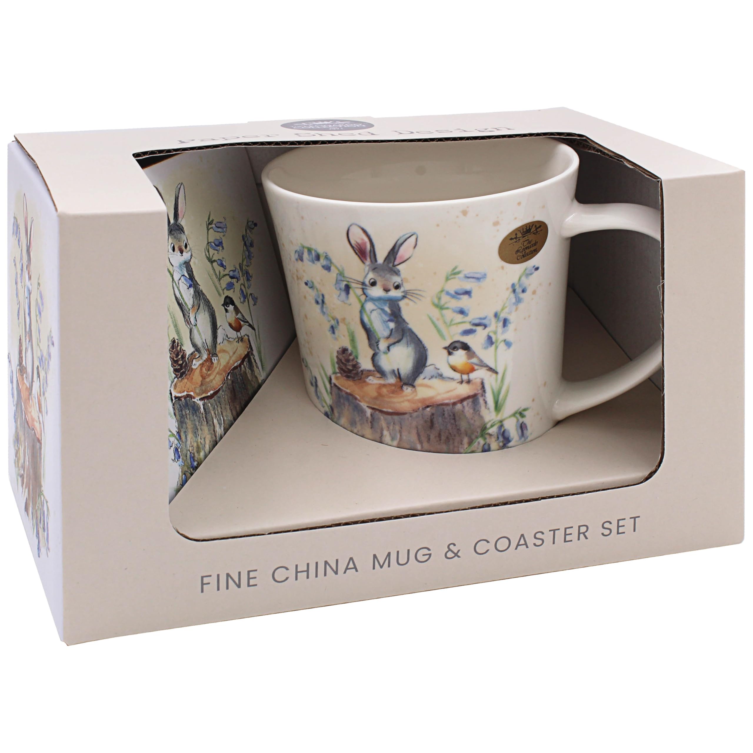 The Leonardo Collection Paper Shed Design Hare & Bird Mug with Coaster for Home & Kitchen | Stylish Ceramic Mugs for Tea & Coffee | Lovely Cup Set for Mens Gifts & Birthday Gifts for Women