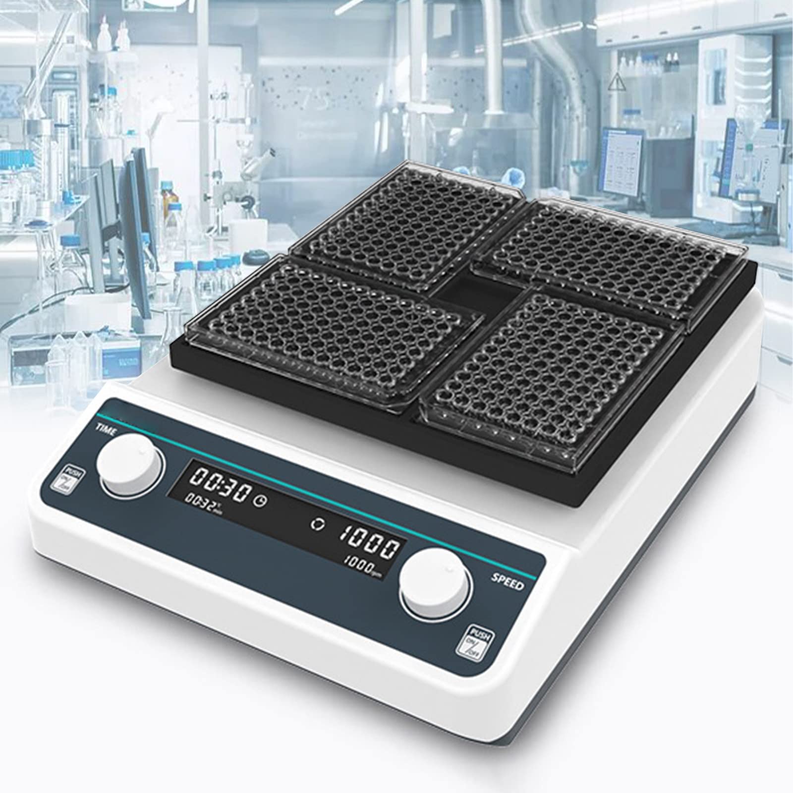 Microplate Oscillator, Brushless Motor, Rpm Range:500-1200Rpm, Rpm Increment:10 Rpm, For ELISA Plate/Tissue Culture Plate*4,110-220V