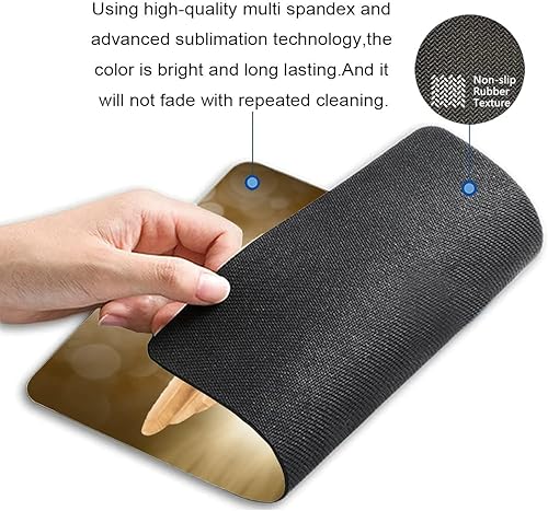 Miniatura 2 de Alfombrilla de mouse con diseño de alas de ángel dorado en marrón dorado para computadora y laptop, base de goma antideslizante, alfombrilla de