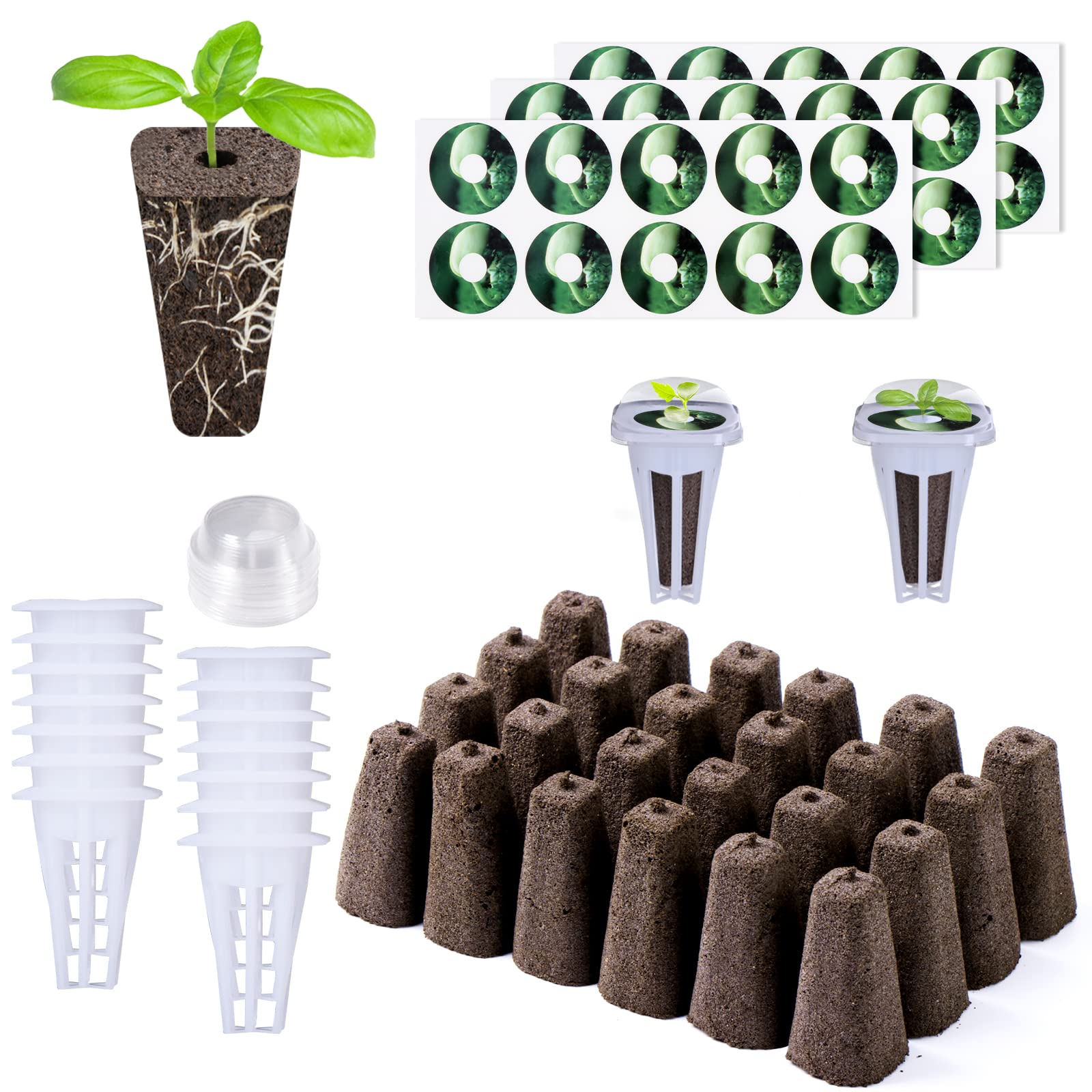 Yoocaa Seed Pods Kit for Hydroponics Growing System, Seed Starter Pods with 24pcs Grow Sponges, Seed Starter Plugs Replacements