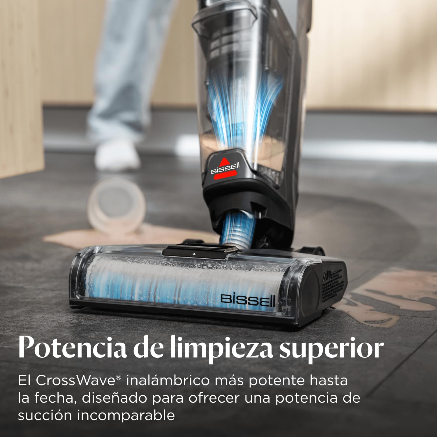 Bissell CrossWave OmniForce, Aspiradora de Mano Sin Cable, Aspirado y Mopa al Mismo Tiempo o Solo Modo Aspirado, Escoba Vertical Potente, Vacuum Cleaner de Agua, 240m² Limpieza Multisuperficie, 3912N