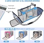 Pet Transporteur pour les grands chats de 16 Lbs, sac de transport collapsible pour chat moyen ou chatons, porte-puppes à côté souple avec sangle de transport de voyage robuste, ventilation adéquate, 4 Mesh Windows (Blue)