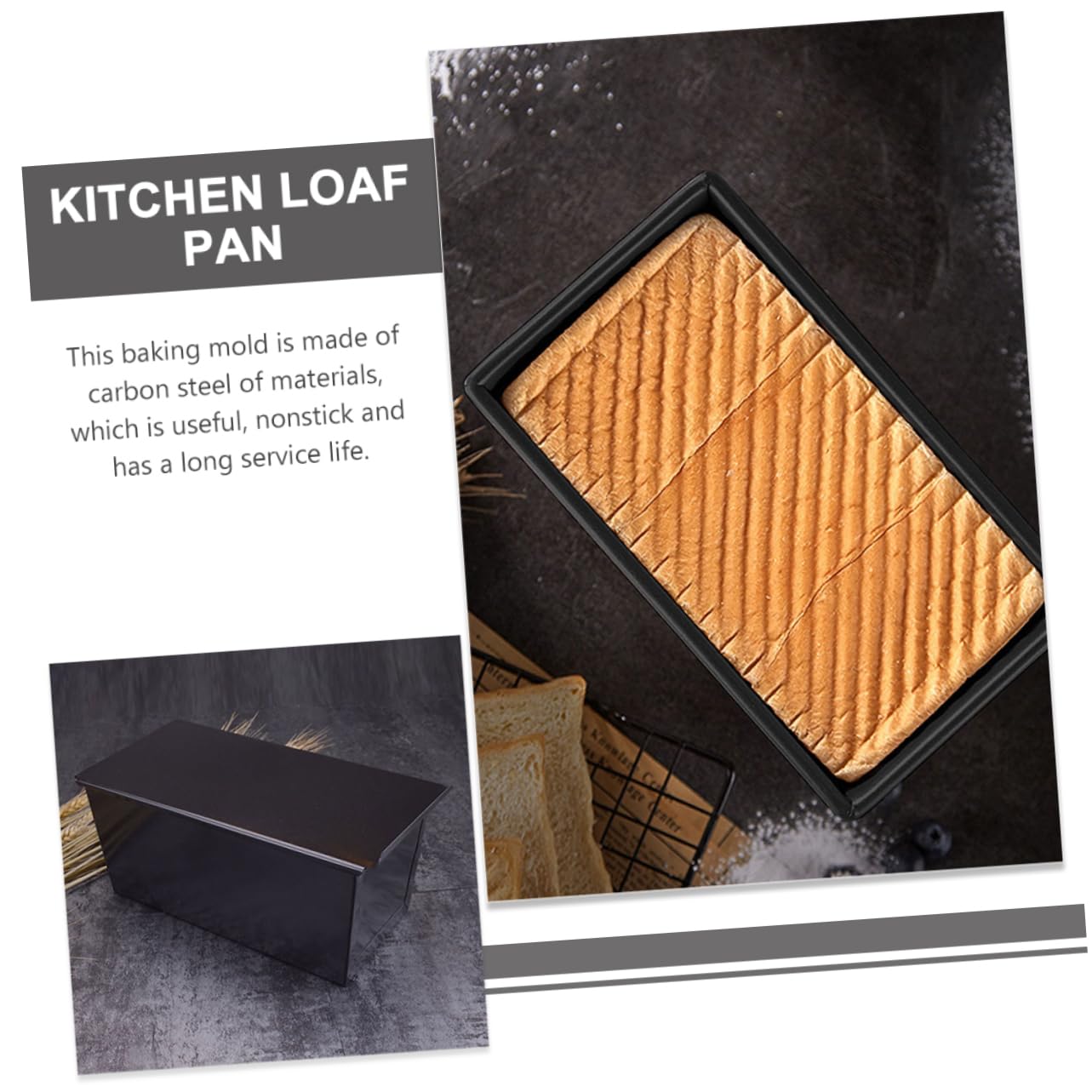 SHOWERORO Metall Brotkasten Mit Deckel Aus Kohlenstoffstahl Antihaftbeschichtete Brotbackform Für 250g 450g Brot Polierte Kanten Wiederverwendbare Kastenform Zum Brot Und Toastbacken Zuhause