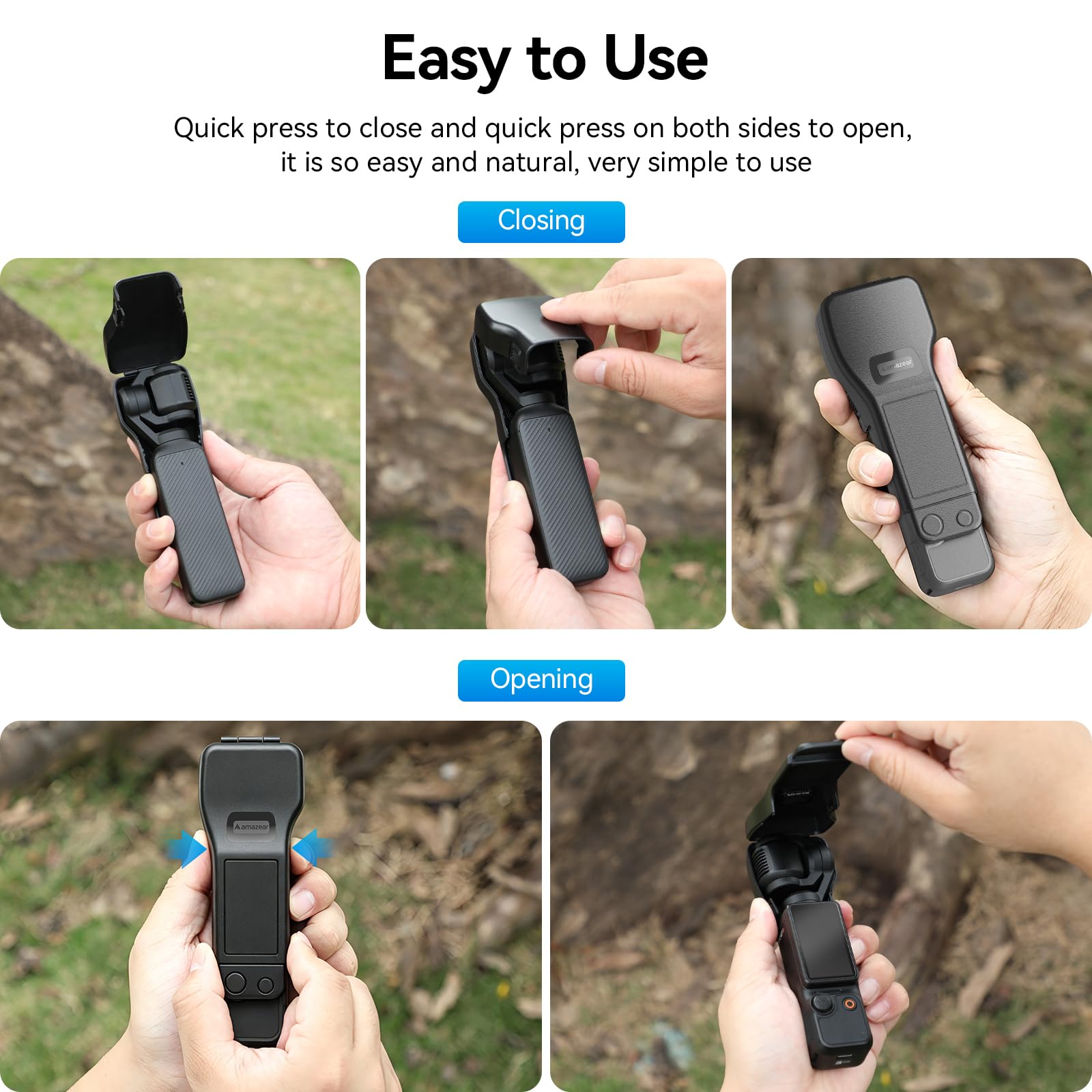 AMAZEAR Custodia protettiva rigida per DJI Osmo Pocket 4, copriobiettivo fotocamera, protezione gimbal e display, rivestimento morbido, design compatto, OSMO Pocket 4 accessori Creator Combo, Nero