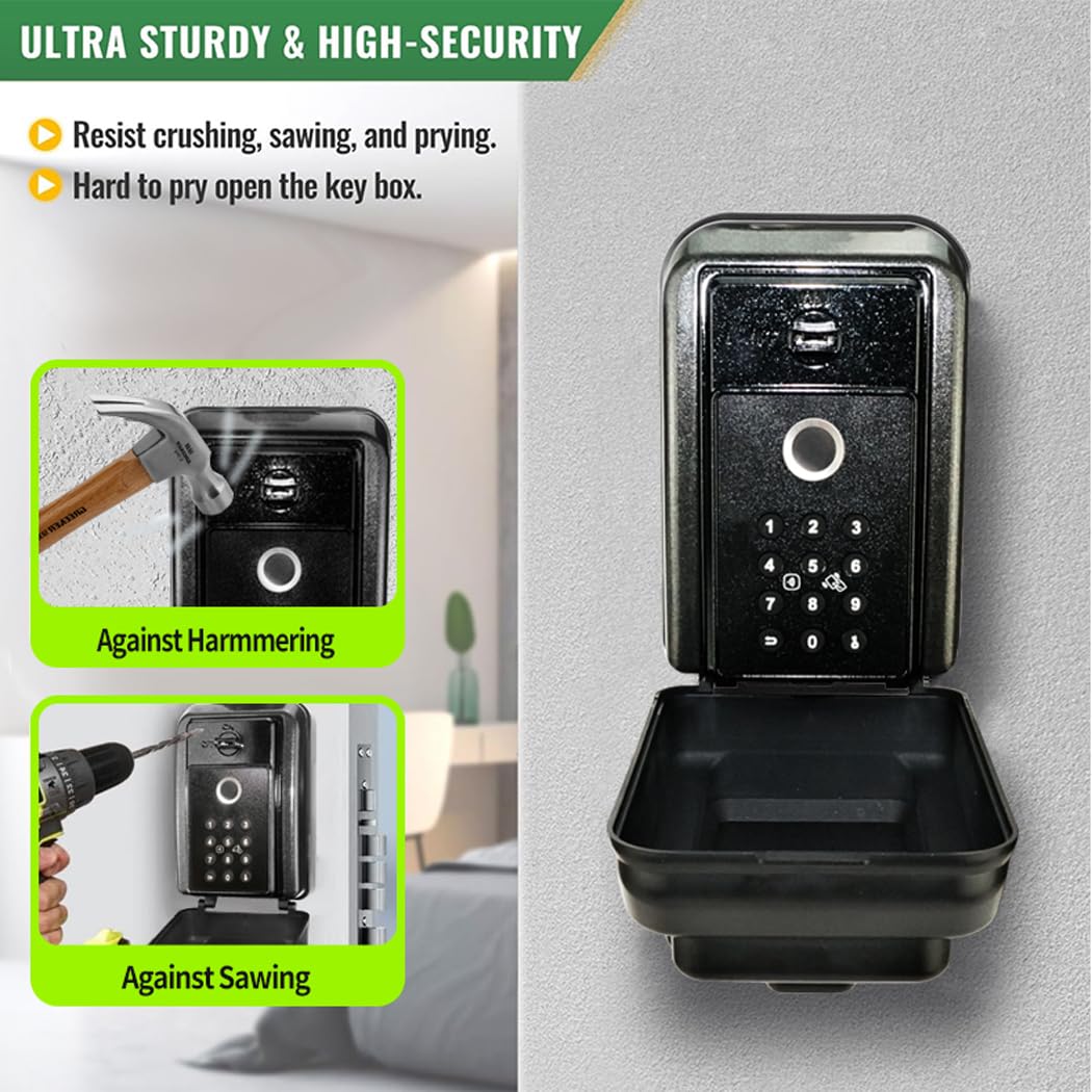 UCB Boîte de verrouillage intelligente Bluetooth avec contrôle par application, boîte de verrouillage pour clés avec code étanche, pour l'extérieur, propriétaire, agent immobilier, Airbnb, agent