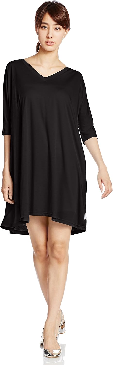 Amazon Co Jp アヴァンリリィ Avan Lily Chick ルーズvネックワンピース 1809s1 6760 Blk Free 服 ファッション小物