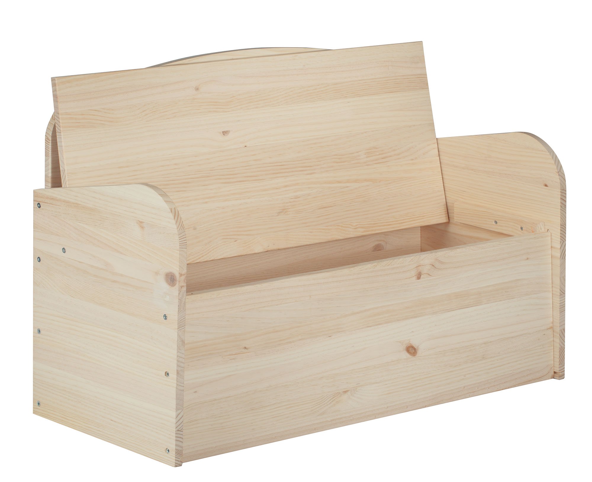 Banco baúl infantil de madera maciza de pino 62x90x38 cm