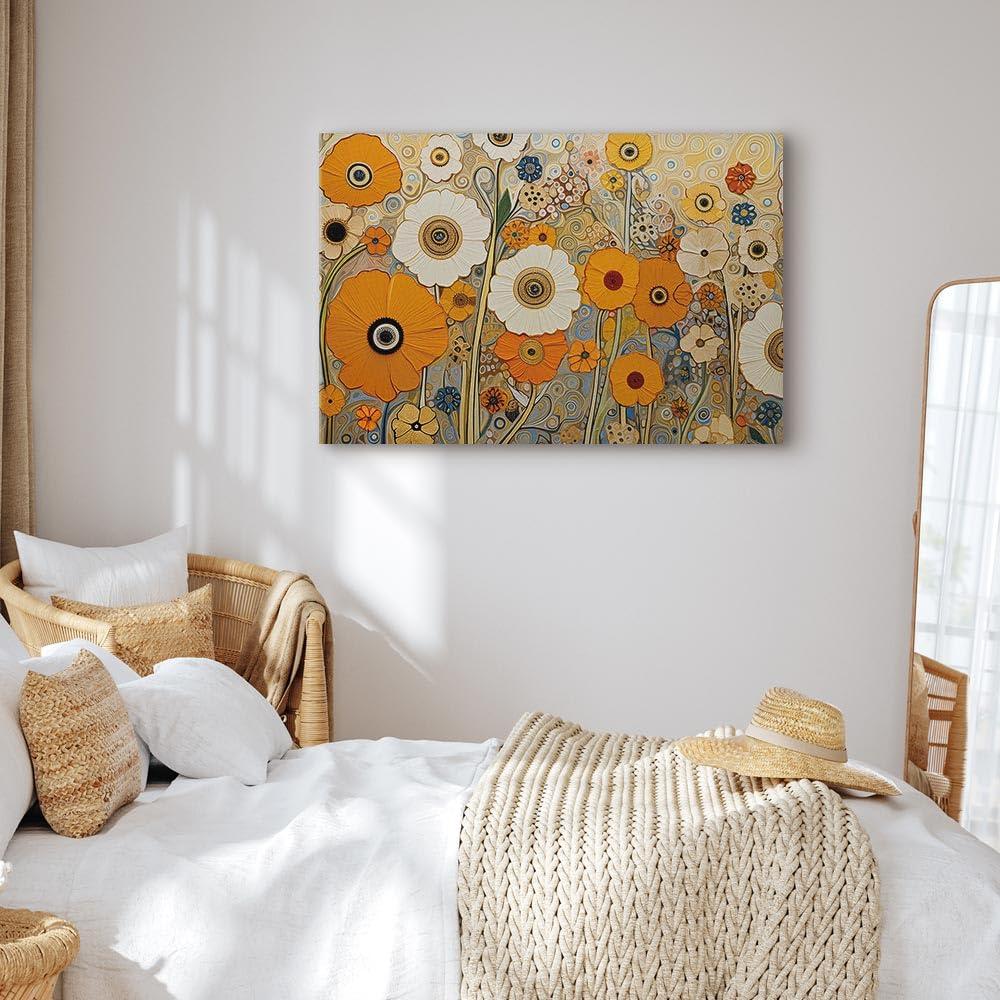 murando - Quadro AI Ispirato da Gustav Klimt Floreale 120x80 cm 1 Pezzo - Stampa su Tela XXL Grande - Quadri Moderni Soggiorno Grandi - Stampe da Parete Murale Arte Moderno Pittura b-B-10321-b-a