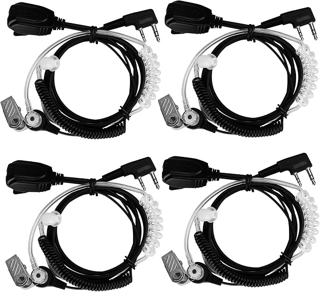 Retevis EAK005 Walkie Talkie Earpiece Compatible with 2 Way Radios Retevis RT619 RT622 RT668 RT24 Baofeng UV 5R 888s eSynic Clearer Sound Two Way Radio Headset with Acoustic Tube Coil Design (4 Pack)