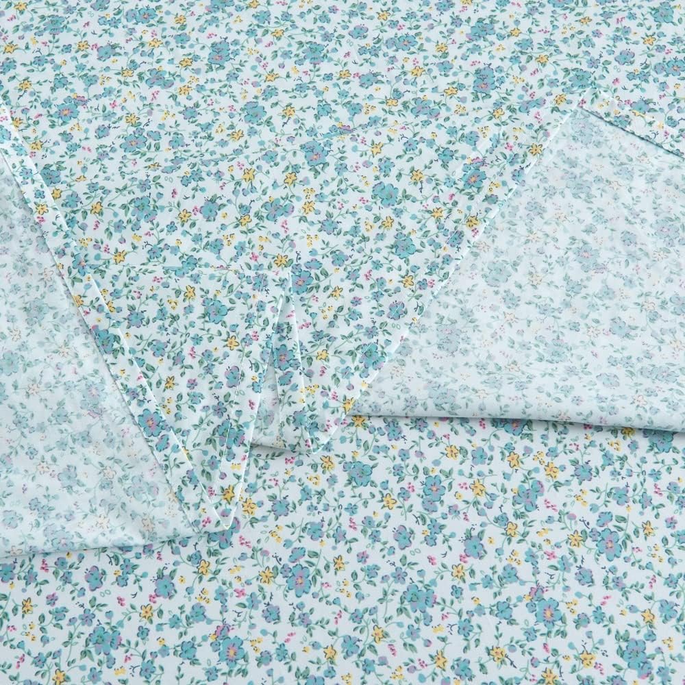 DAUAOTO Cotton Sheets Set Twin XL Printed Bedding Sets, Up to 14" Deep Mattress, Ditsy Floral Pattern Bedlinen for Twin Extra Long Bed, Blue - Image 6