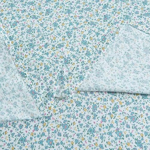 Miniatura 6 de DAUAOTO Juego de sábanas de algodón, tamaño individual XL, colchón de hasta 14 pulgadas de profundidad, ropa de cama con patrón floral para cama