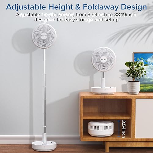 Miniatura 2 de Belife Ventilador portátil X8, ventilador oscilante inalámbrico de 7200 mAh, ventilador de piso de escritorio recargable por USB con control remoto,