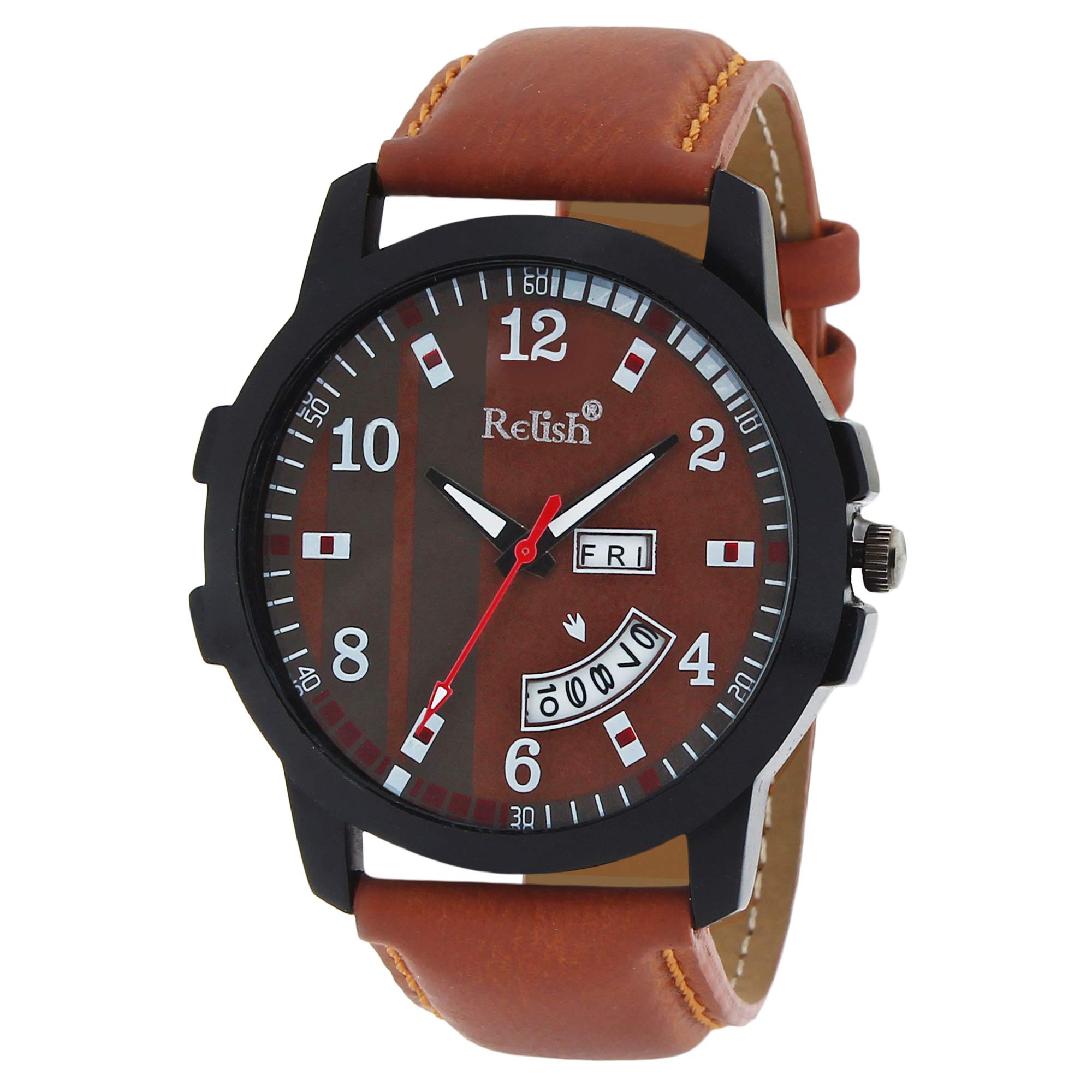 Relish Analogue Brown Dial Black Day and Date Mens Wrist Watch (B07HCL2CF2) Amazon Price History, Amazon Price Tracker