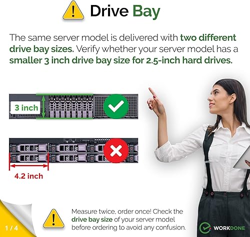 Miniatura 2 de WorkDone Paquete de 4 unidades  2.5" Hard Drive Caddy G176J compatible con Dell PowerEdge Server  T440 T640 R330 R430 T430 R630 R730 R830 R930 R320