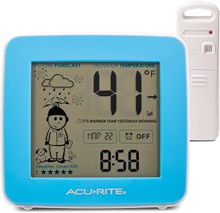 AcuRite What-to-Wear Weather Station for Kids: Hyperlocal Forecast, 40+ Outfit Tips, Alarm Clock & Outdoor Sensor (00777)