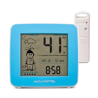 AcuRite What-to-Wear Weather Station with Alarm Clock, Time, Date, and Wireless Outdoor Sensor for Hyperlocal Forecast and Outdoor Temperature 00777